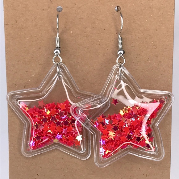 Jewelry - PVC Star Confetti Dangle Earrings